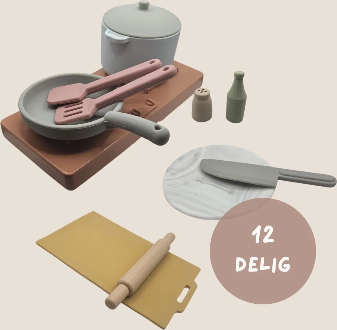 VintaToys Speelgoed Kookset - Siliconen kookgerei voor 3 jaar - Vaatwasserbestendig