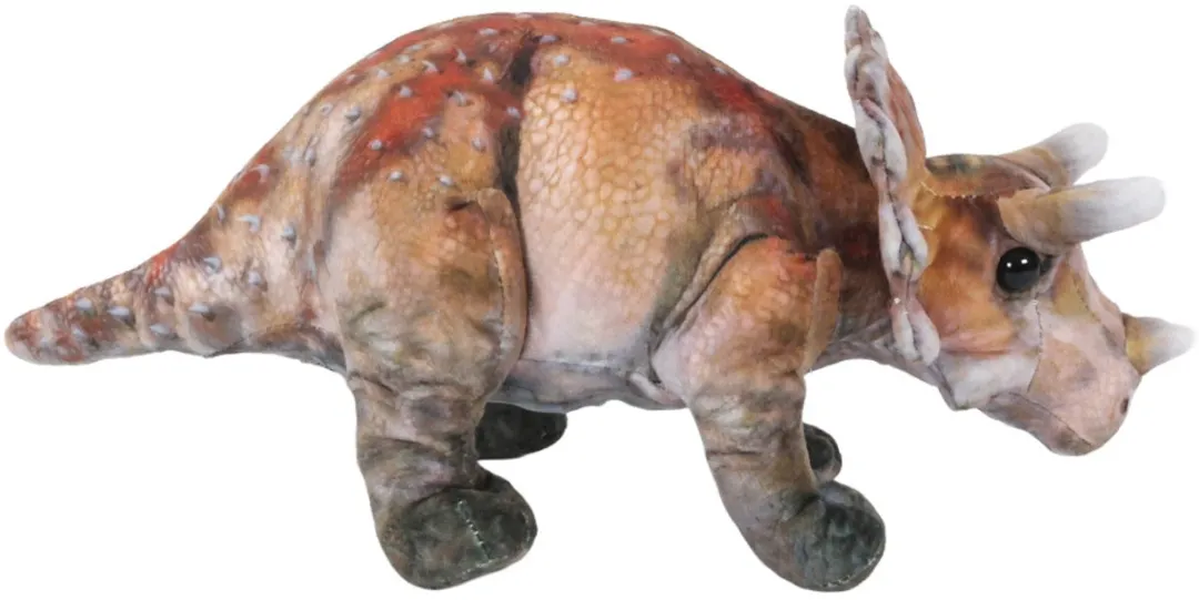 PIA Soft Toys Pluche Knuffel Dinosaurus Triceratops 30cm - Groen/Bruin