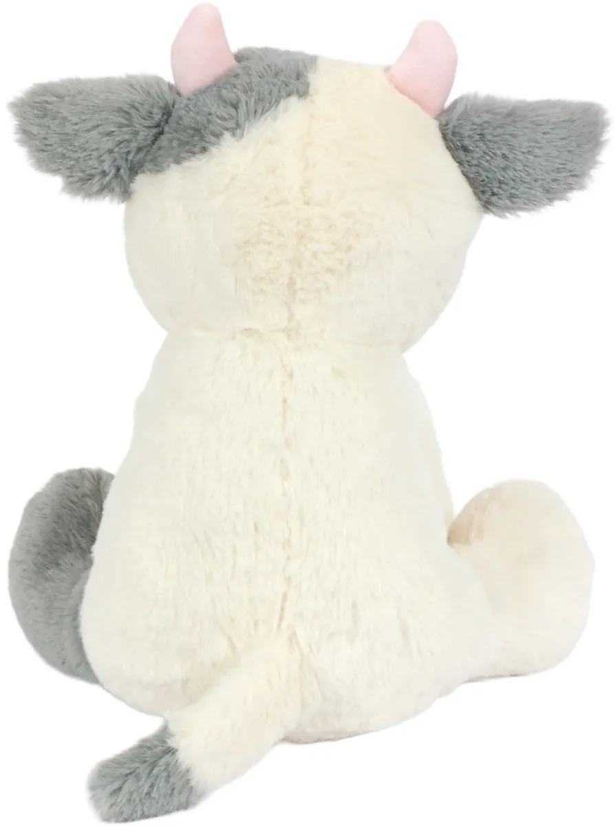 PIA Soft Toys Pluche Koe Zittend 28cm - Wit/Grijs