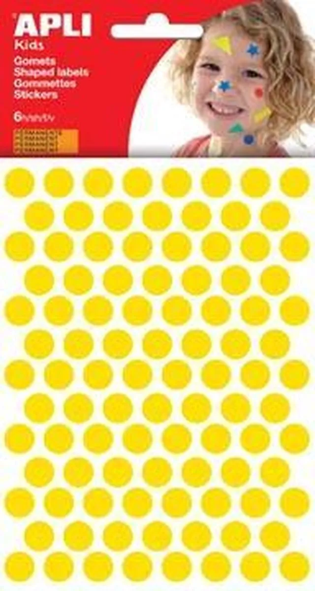 Apli Kids Stickers Cirkel Ø10mm - 528 Stuks - Geel