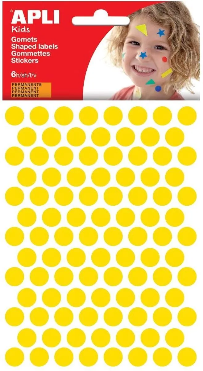 Apli Kids Stickers Cirkel Ø10mm - 528 Stuks - Geel