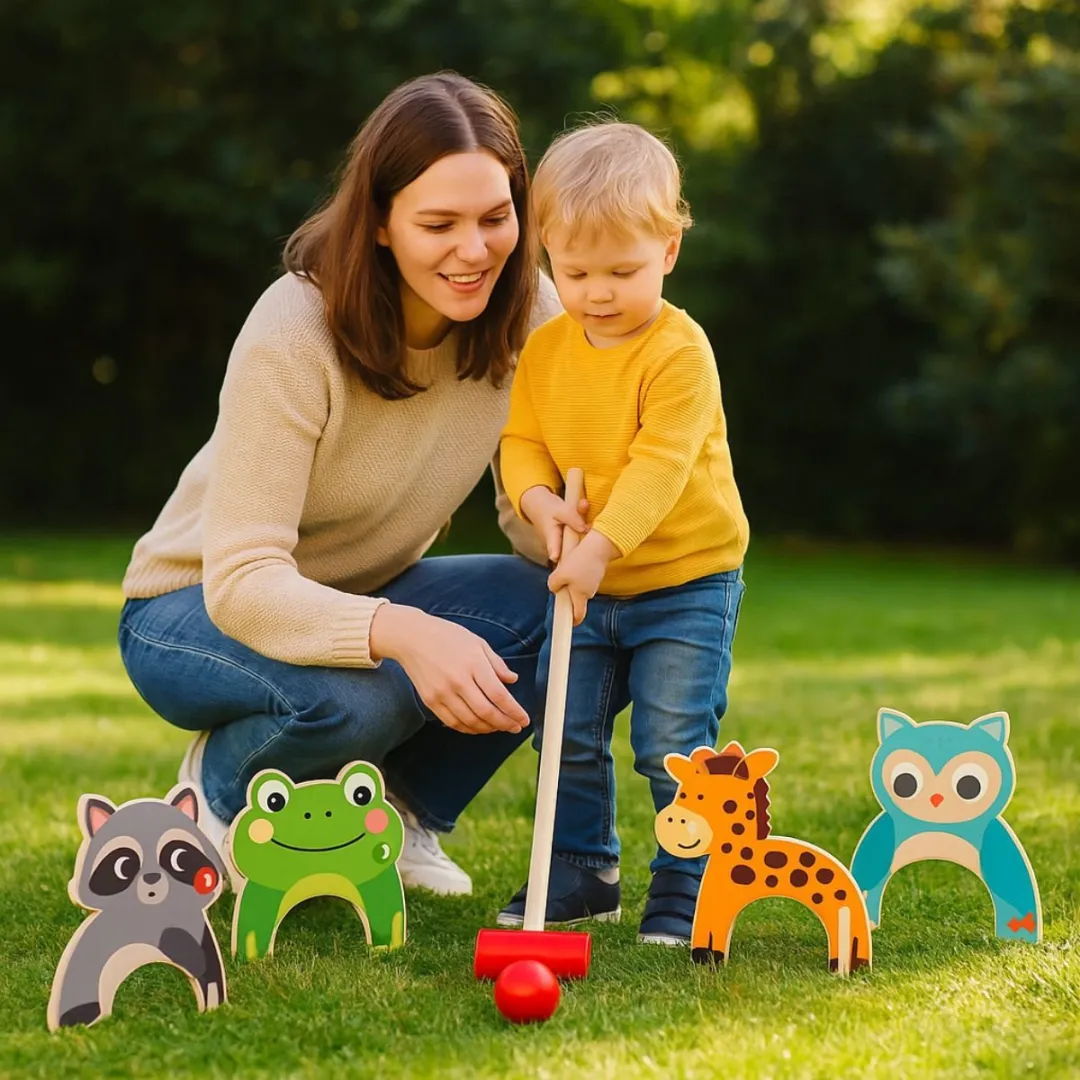 Eddy Toys Croquetspel Houten Dieren - Compleet Speelset