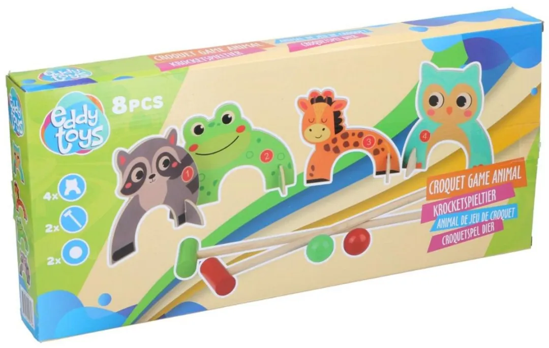 Eddy Toys Croquetspel Houten Dieren - Compleet Speelset