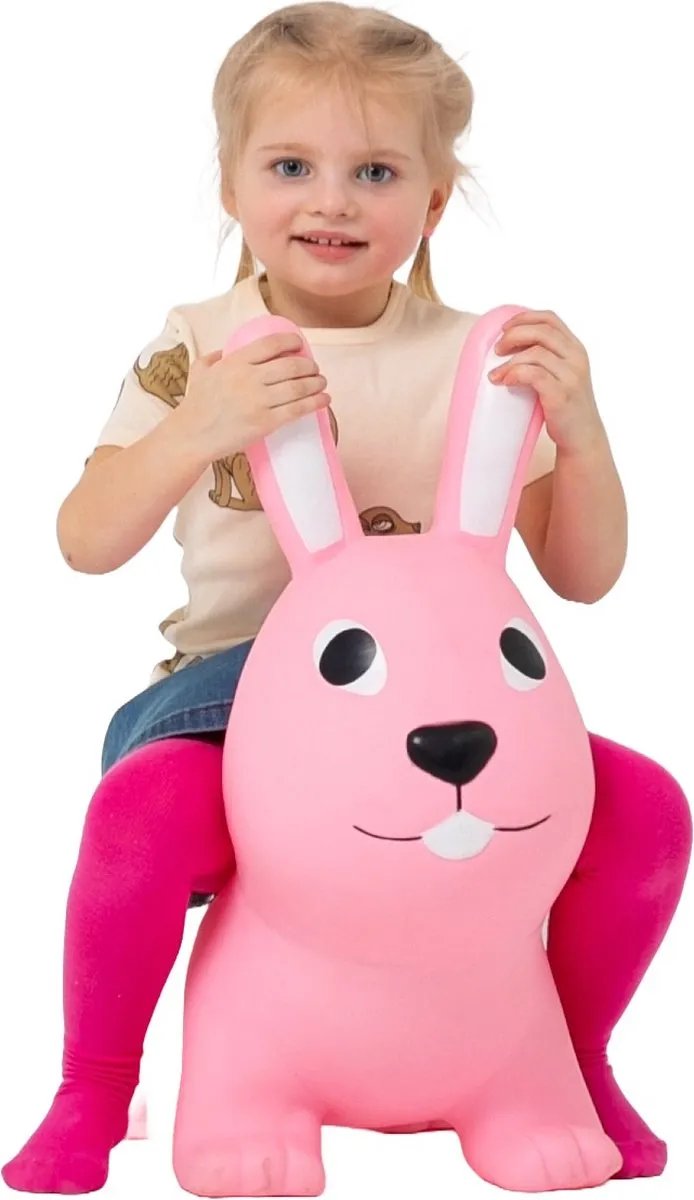 JUMPY Haas – skippy Roze - Hopper 100 kg belastbaar - Speelgoed Skippybal - Skippy Dieren - Skippybal Haas - Kinderspeelgoed - Speelgoed 12 maanden - Inclusief Pomp - Tot 100 kg Gewicht - Skippy bal - Cadeau kind - voedselveilige materialen