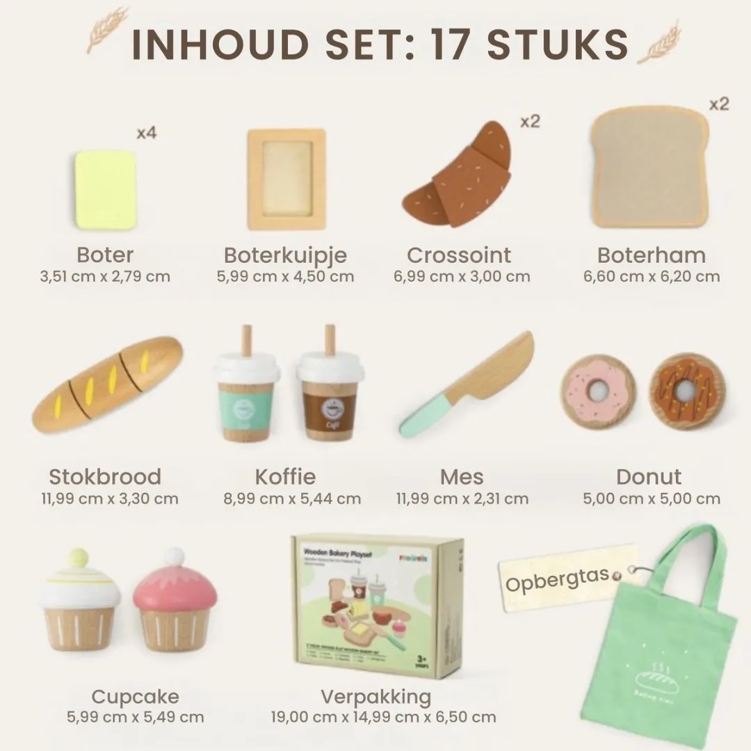 LiasToys - Picknick Speelset - keuken speelgoed - Bakkerij set - speelkeuken - Houten Speelgoed - Montessori - Keuken Accessoires - 3+ - Cadeau voor jongens en meisjes
