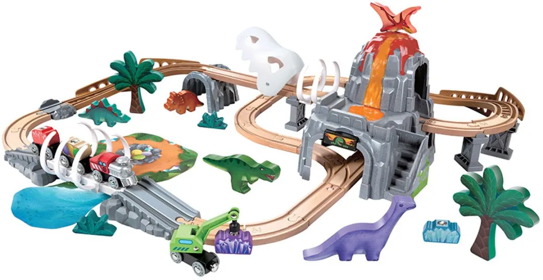 Hape Dino Spoorweg Avontuur Set E3795A - 61 Stuks - Multicolor
