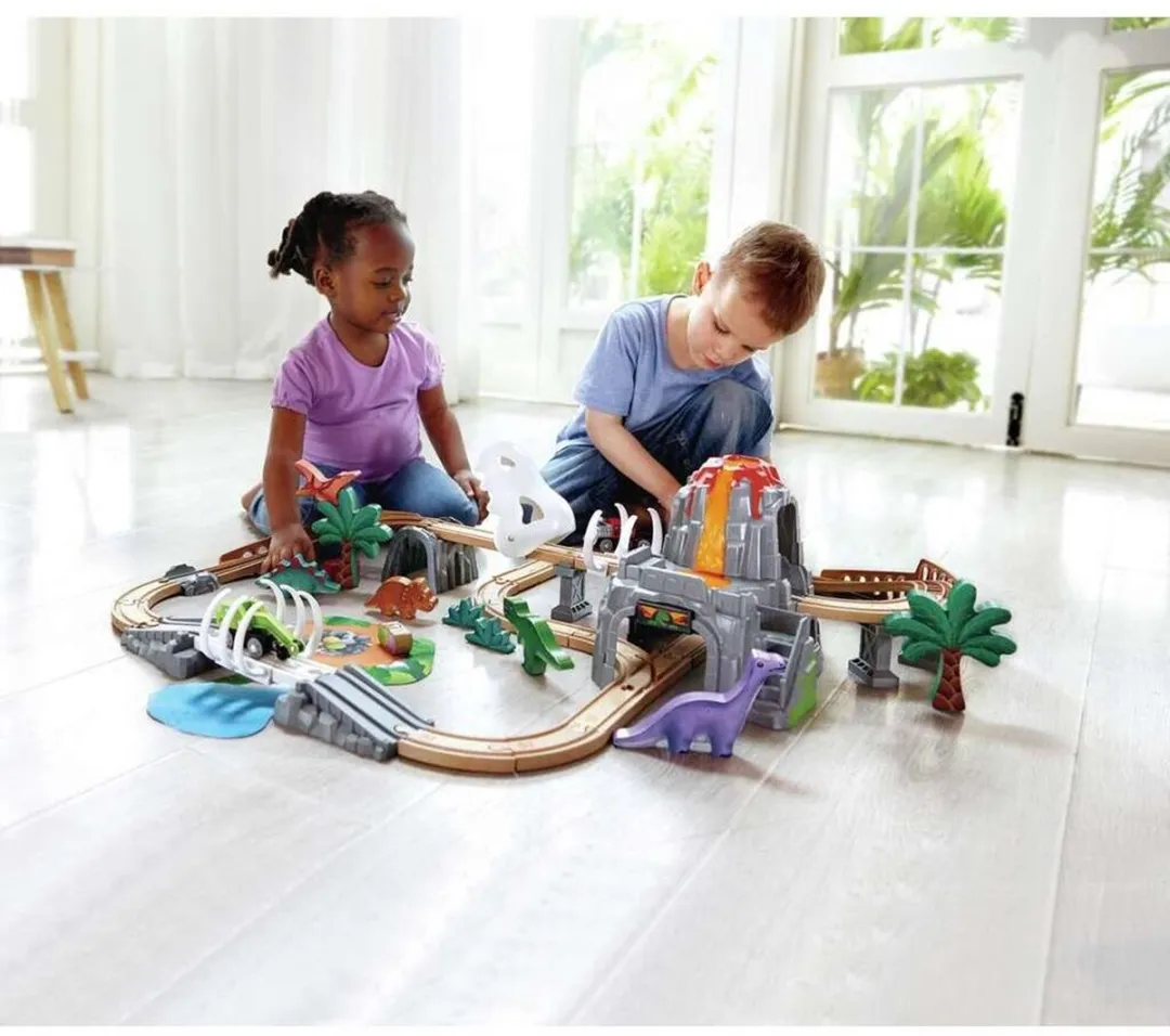 Hape Dino Spoorweg Avontuur Set E3795A - 61 Stuks - Multicolor
