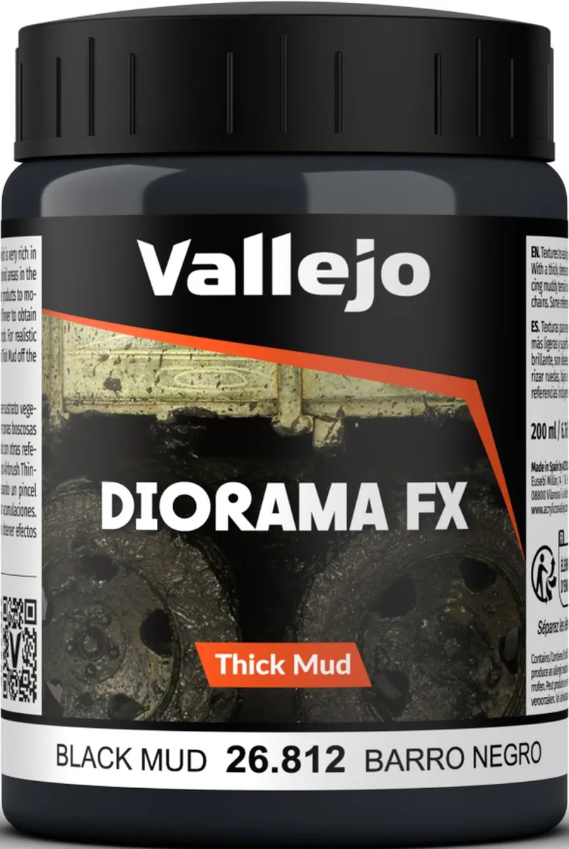 Vallejo val26812 - Black Mud Thick Mud Weathering Effects - 200ml