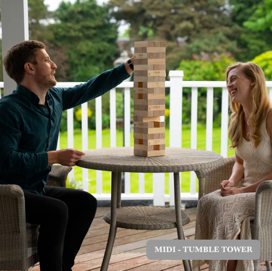 Hardhouten Stapeltoren - Midi - 5 KG - tot 90+ cm hoog - ECO Made in India - In Luxe Draagtas