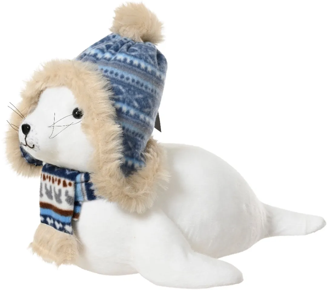Decoris Knuffel Zeehond met Muts
