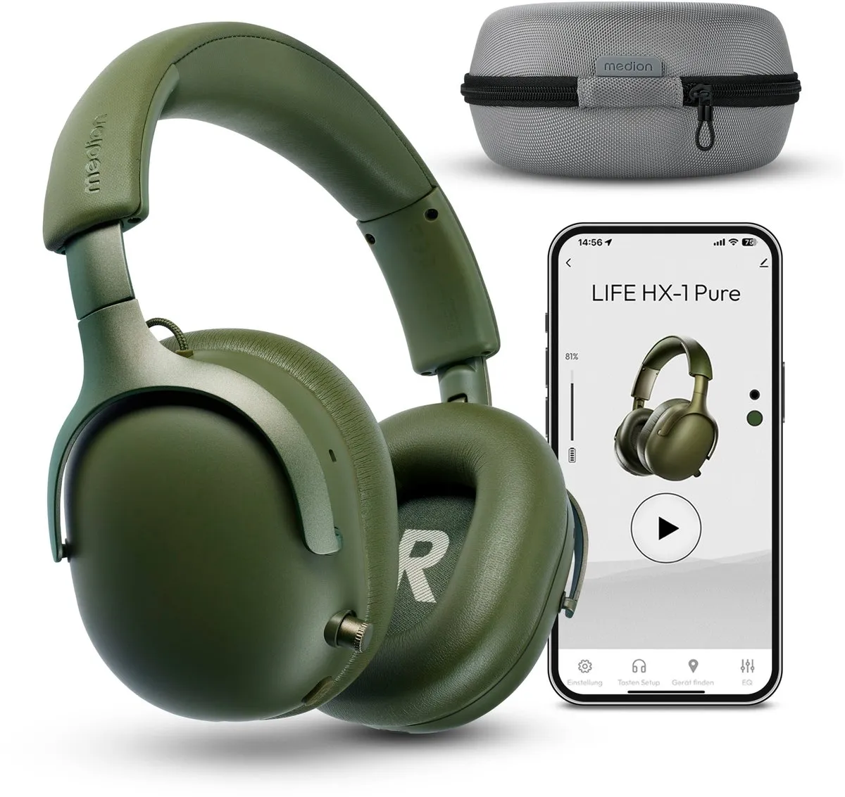 Medion HX-1 Pure Over-Ear Koptelefoon - Groen - IPX4