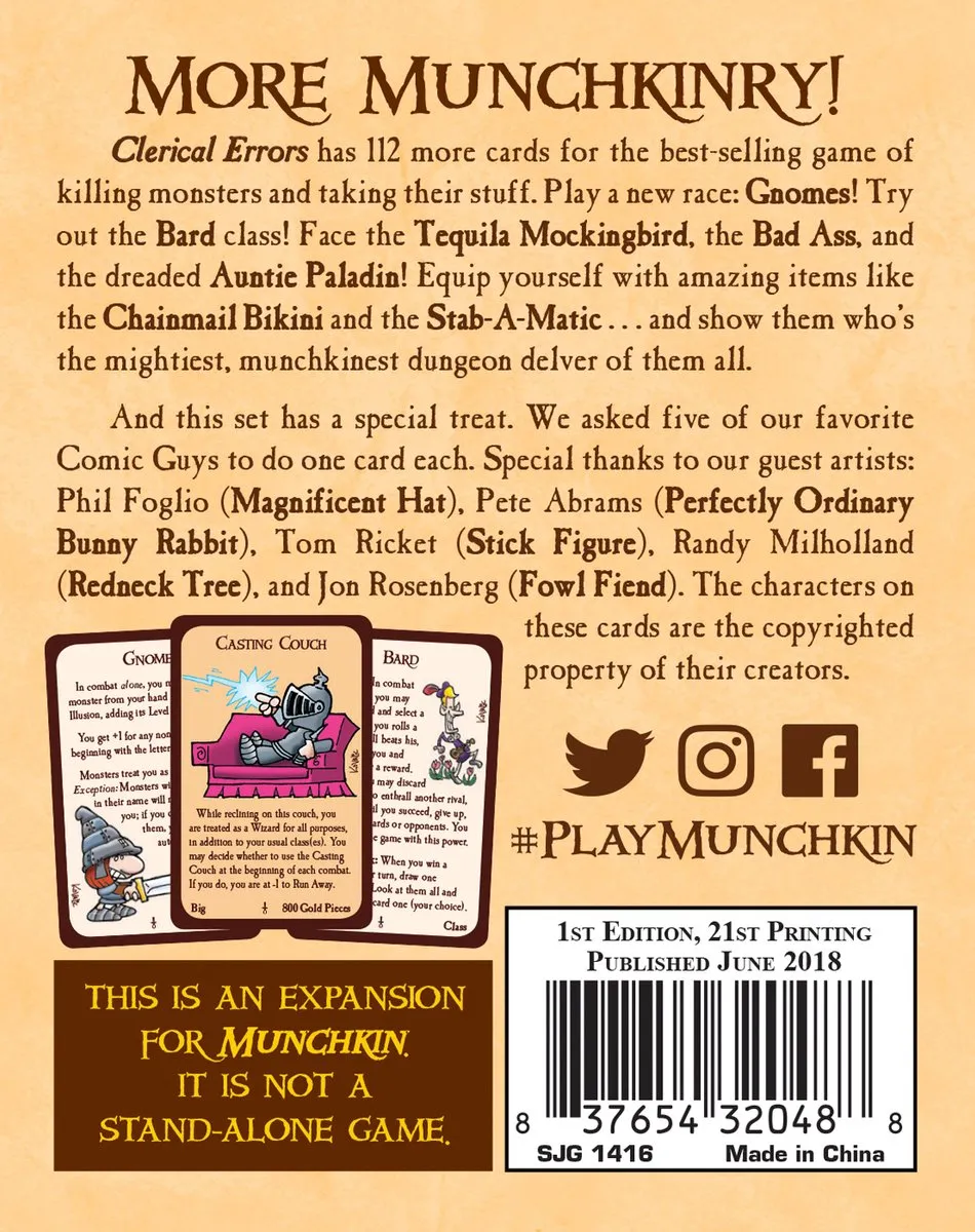 Steve Jackson Games Munchkin 3 Clerical Errors Uitbreiding