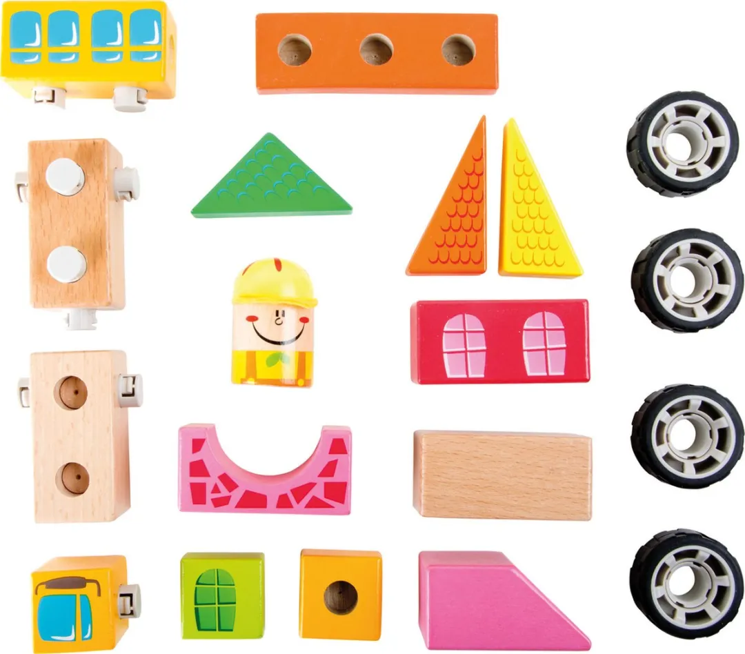 Small Foot Houten Constructieset Schoolbus - 19 Stuks - Multicolor