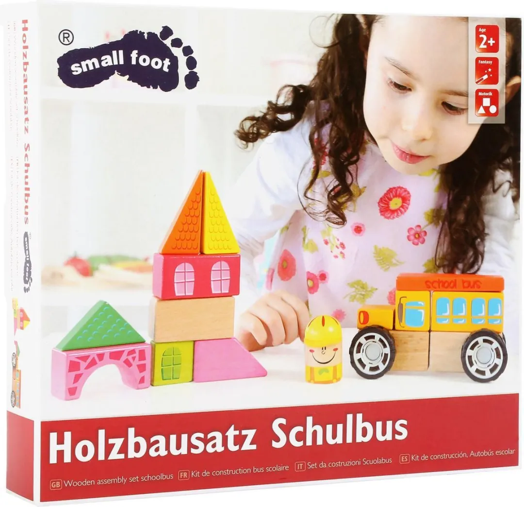 Small Foot Houten Constructieset Schoolbus - 19 Stuks - Multicolor