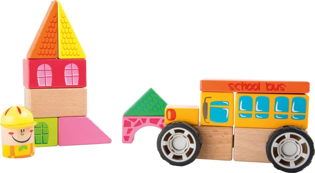 Small Foot Houten Constructieset Schoolbus - 19 Stuks - Multicolor