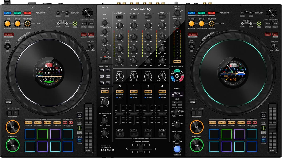 Pioneer DDJ-FLX10 DJ Systeem - 4 Kanalen - 16 Pads - Zwart