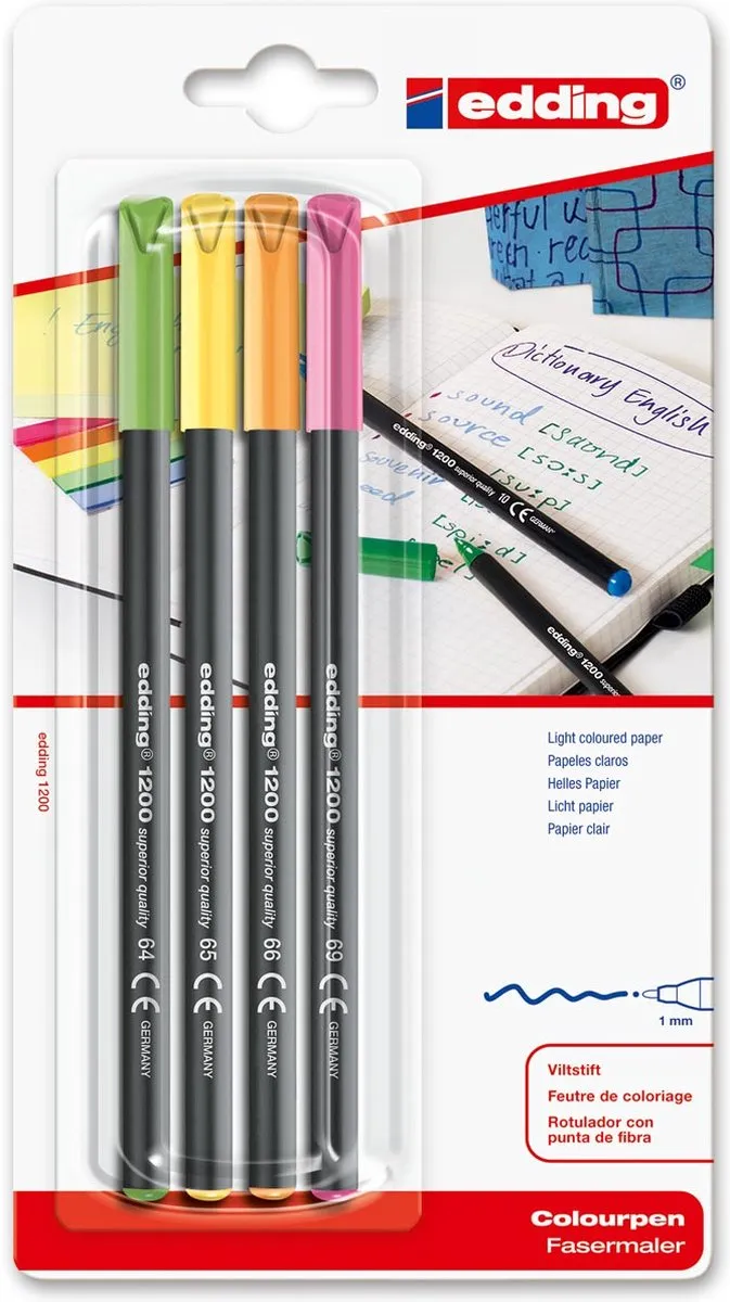 edding 1200/4 Fineliner - Neon Assortiment