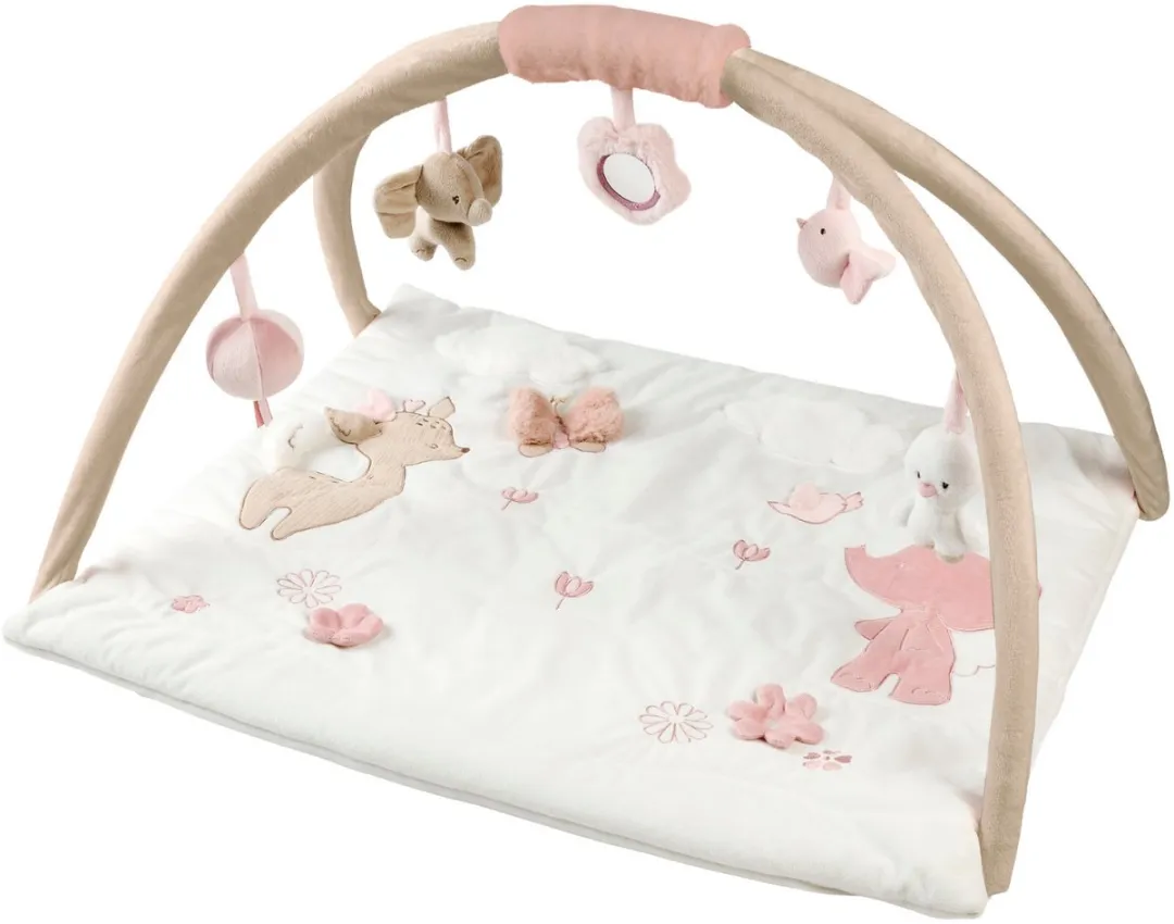 Nattou FanFan Speelmat Baby met bogen vierkant - 70 x 80 cm - Activiteiten Speelkleed Baby - Baby Speelgoed