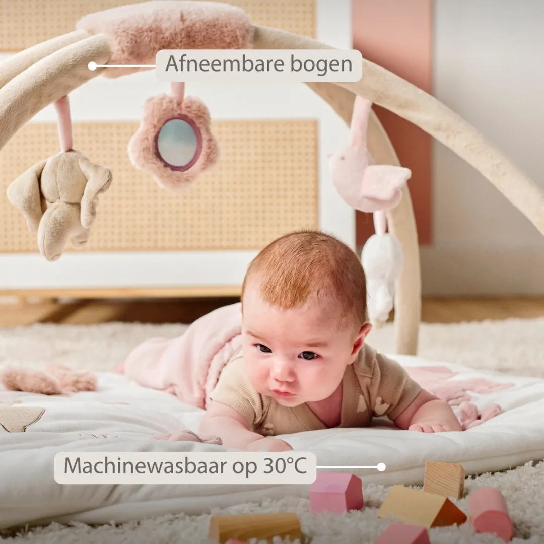 Nattou FanFan Speelmat Baby met bogen vierkant - 70 x 80 cm - Activiteiten Speelkleed Baby - Baby Speelgoed