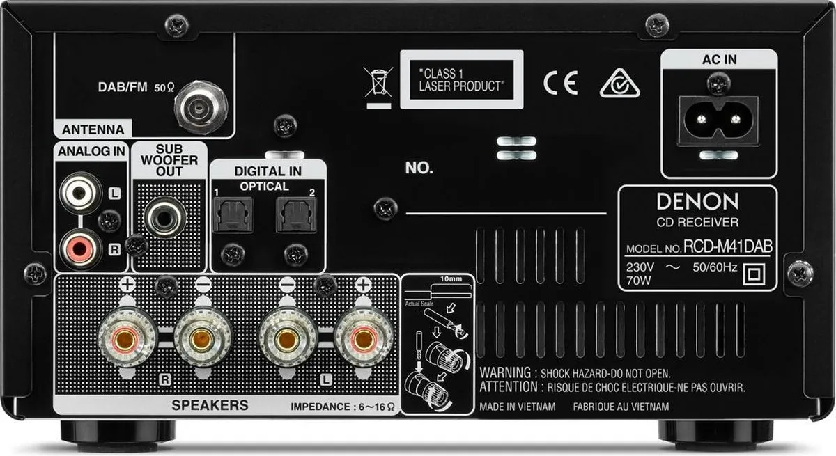 Denon RCD-M41 CD-speler met versterker - 60W - Bluetooth/FM - Zwart
