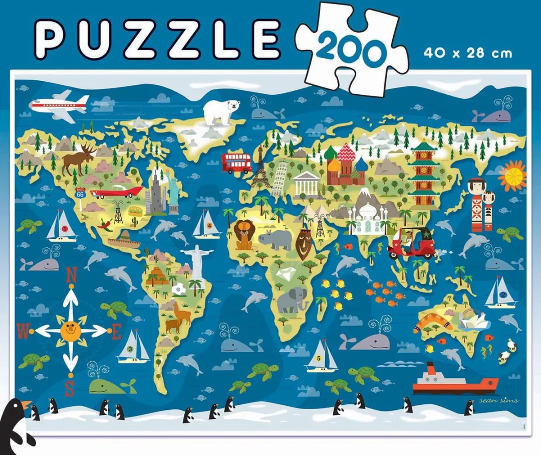 Educa Wereldkaart Puzzel 200 Stuks Multicolor
