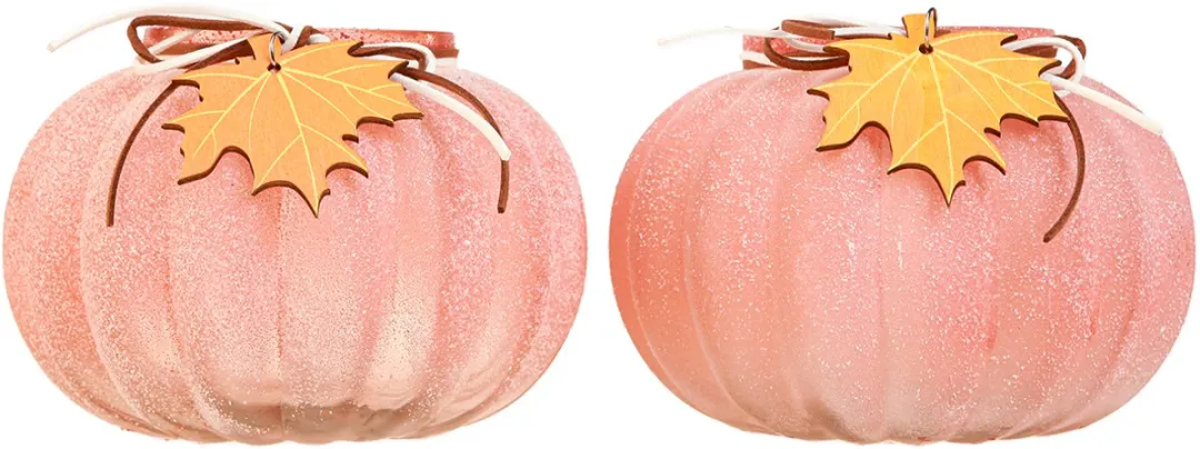 Lantaarn glas pompoen theelichtje mat Ø16cm H11cm 2st, 2 Stück