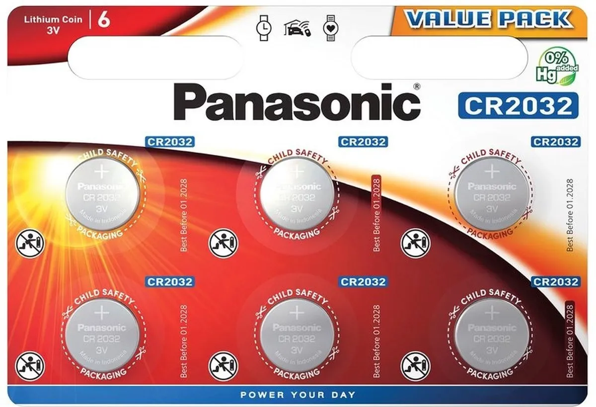Panasonic CR-2032 Knoopcel - 6 Stuks