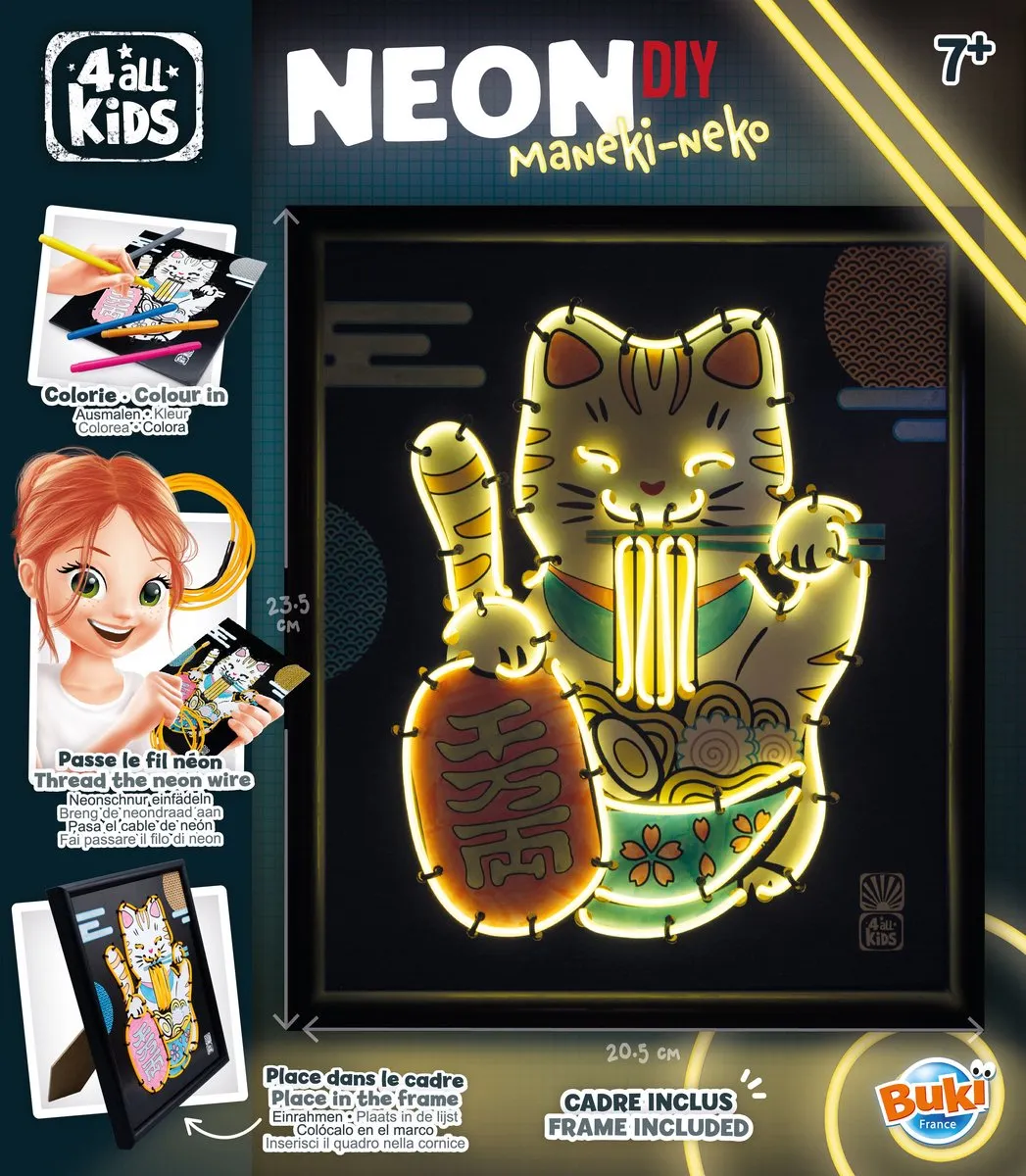 Buki France Neonframe Maneki Neko Knutselset - Multi Color