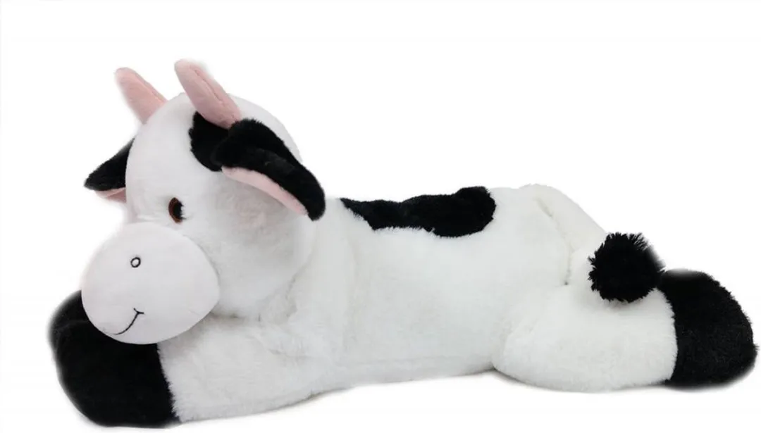 PIA Soft Toys Knuffelkoe Wit/Zwart - 50 cm
