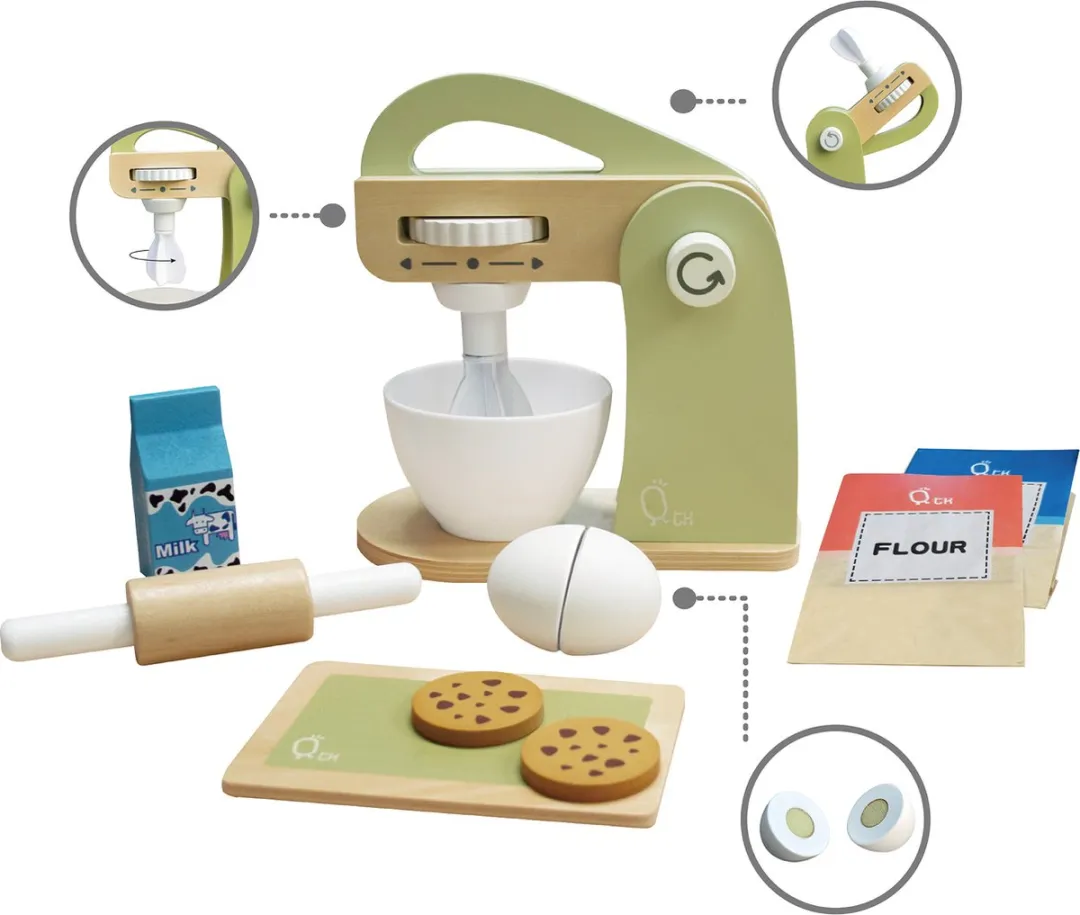 Teamson Kids Houten Speelkeuken Accessories - Menger - 10 Stuks - Kinderspeelgoed - Groen