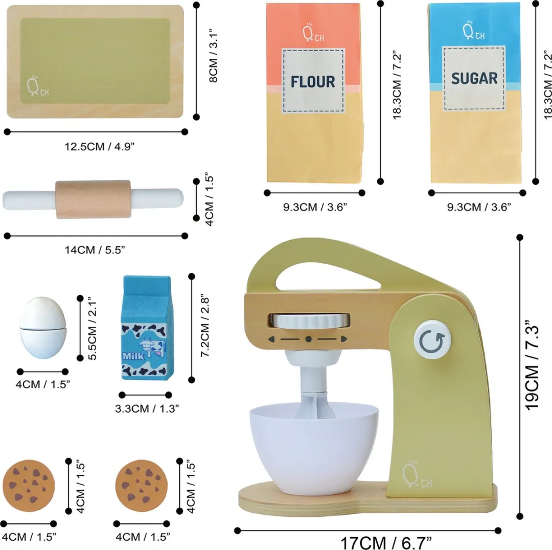 Teamson Kids Houten Speelkeuken Accessories - Menger - 10 Stuks - Kinderspeelgoed - Groen