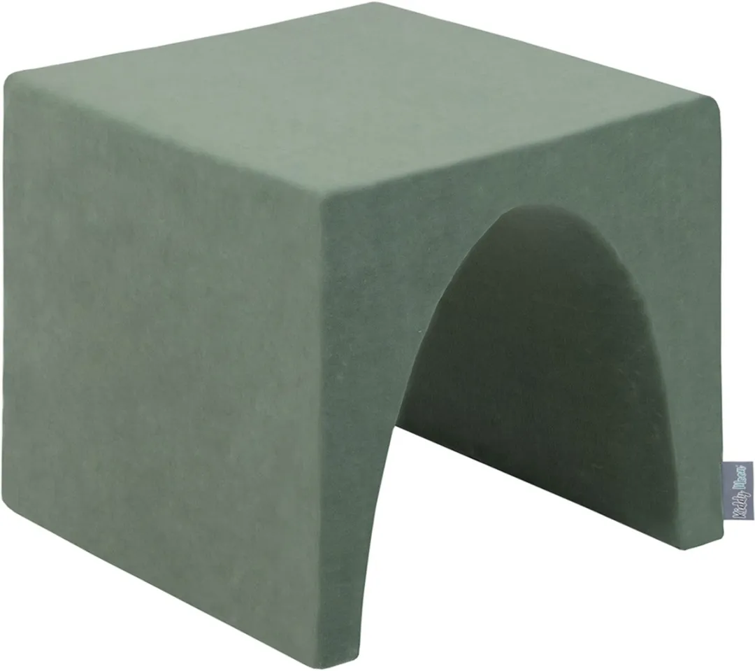 KiddyMoon spielplatz velvet aus schaumstoff mit samt rund bällebad (200 bälle) ballgruben für babys spielbad hindernisläufen, hergestellt in der eu, waldgrün: dunkeltürkis/grüngrau/weiß