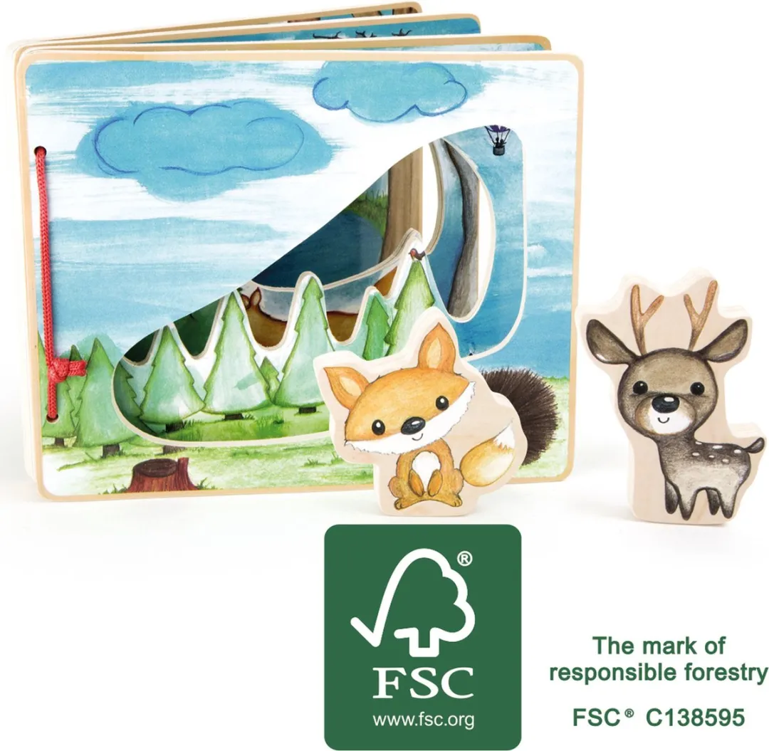 Small Foot Houten Prentenboek Bos - 2 Speelfiguren - 11234 - afbeelding 4 van 6