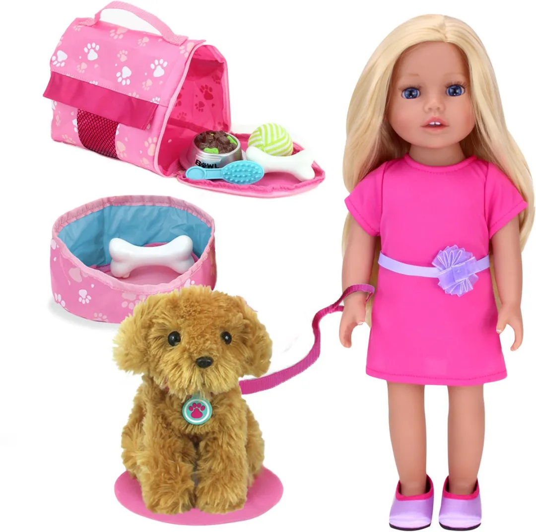 Sophia's 45,7 cm Pop "Chloe" Pop met Speelgoed-Pup en Vervoerder