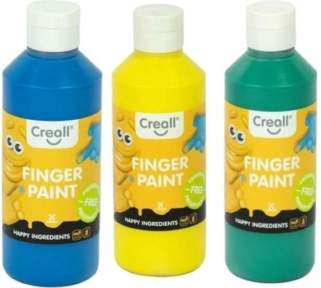 Creall Vingerverfset 750ml - 3 Kleuren Blauw/Geel/Groen