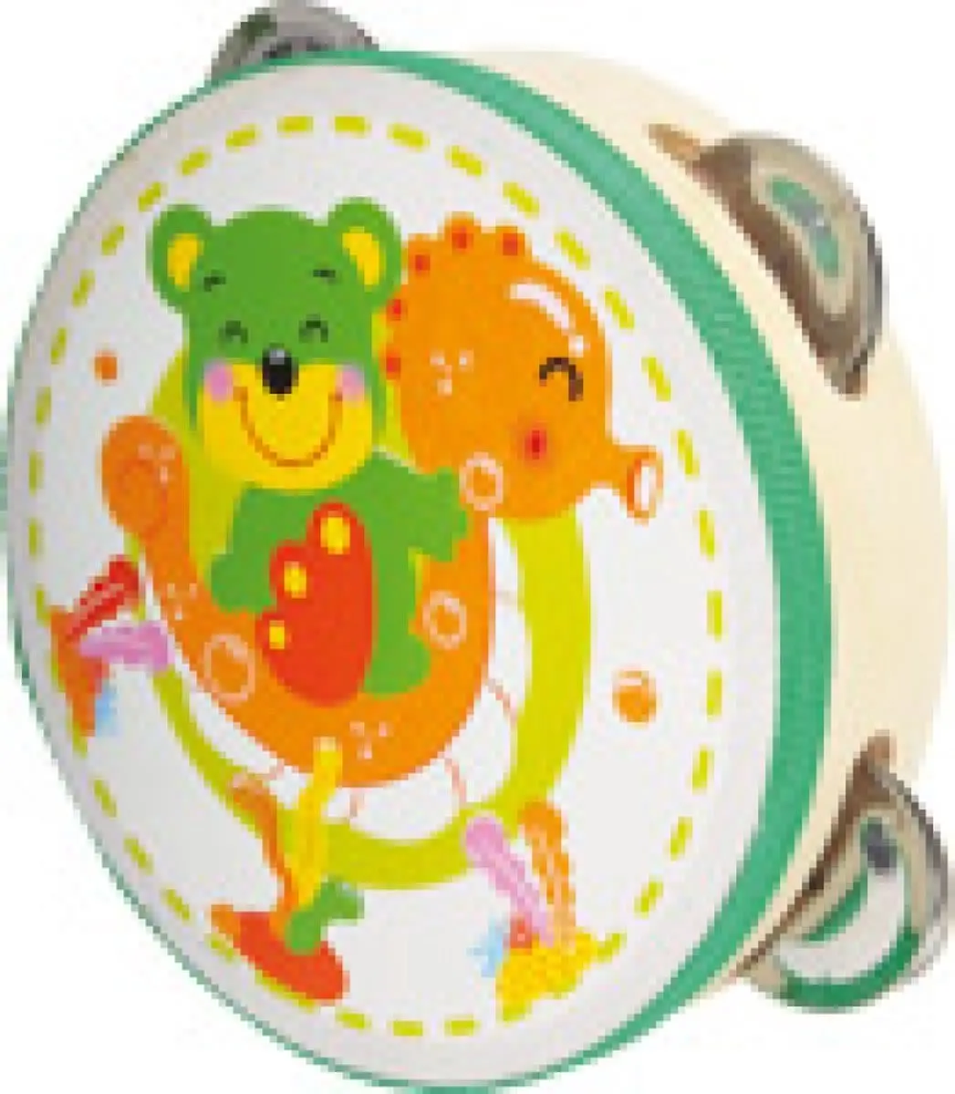 Small Foot Tambourine Funny 3396 - Speelgoed Tambourine - Groen/Beige