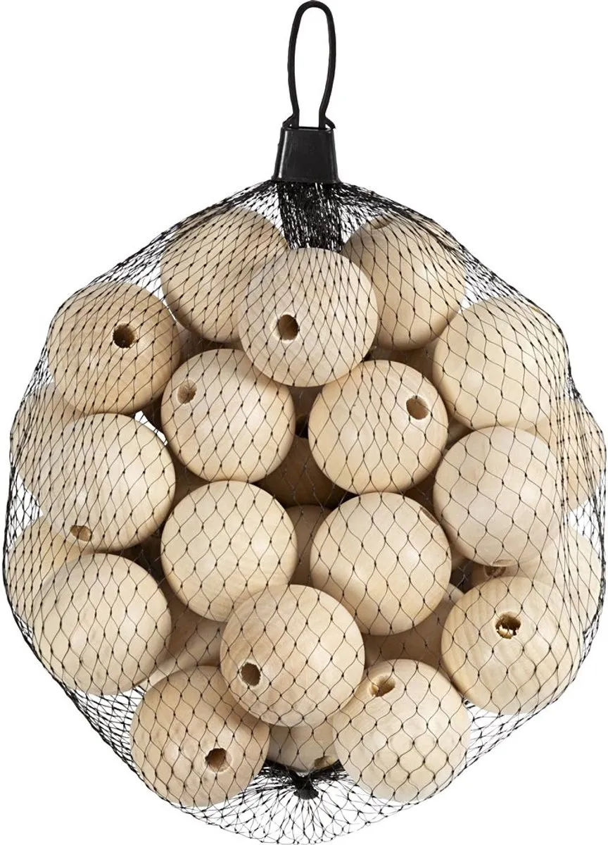 Creativ Company Houten Kralen 40mm - Naturel - 30 Stuks