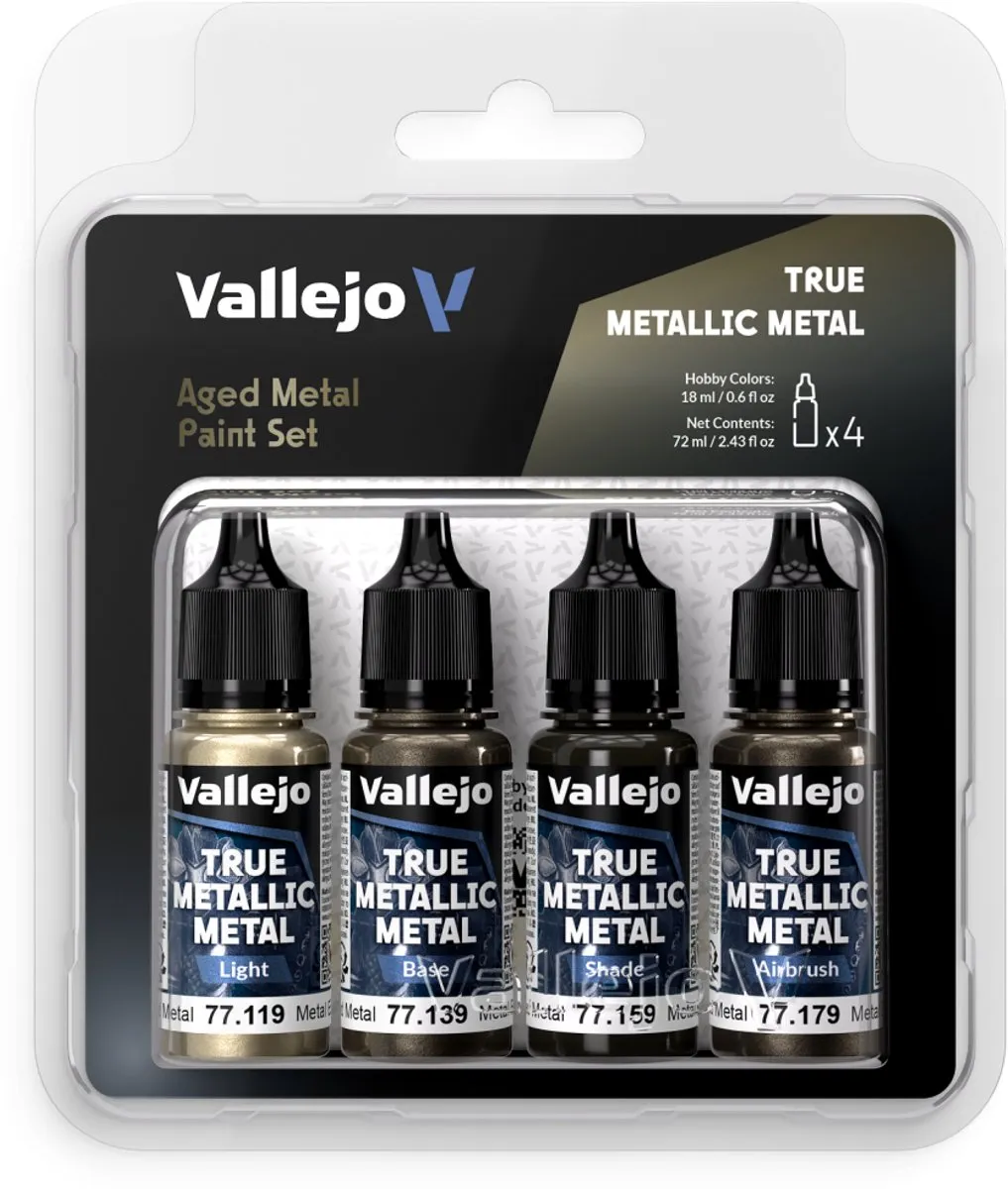 Vallejo True Metallic Metal Acrylverfset 4x18ml