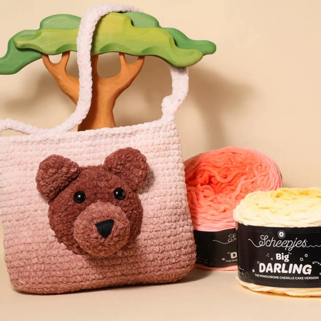 Tote bag Beertje haakpakket - 421 Lemon - compleet pakket - big darling monochrome - Scheepjes