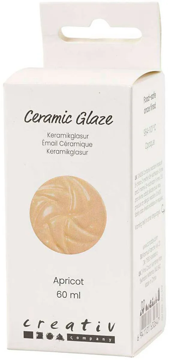 Creativ Company Keramiek Glazuur Apricot 60ml - Glanzend Dekkend