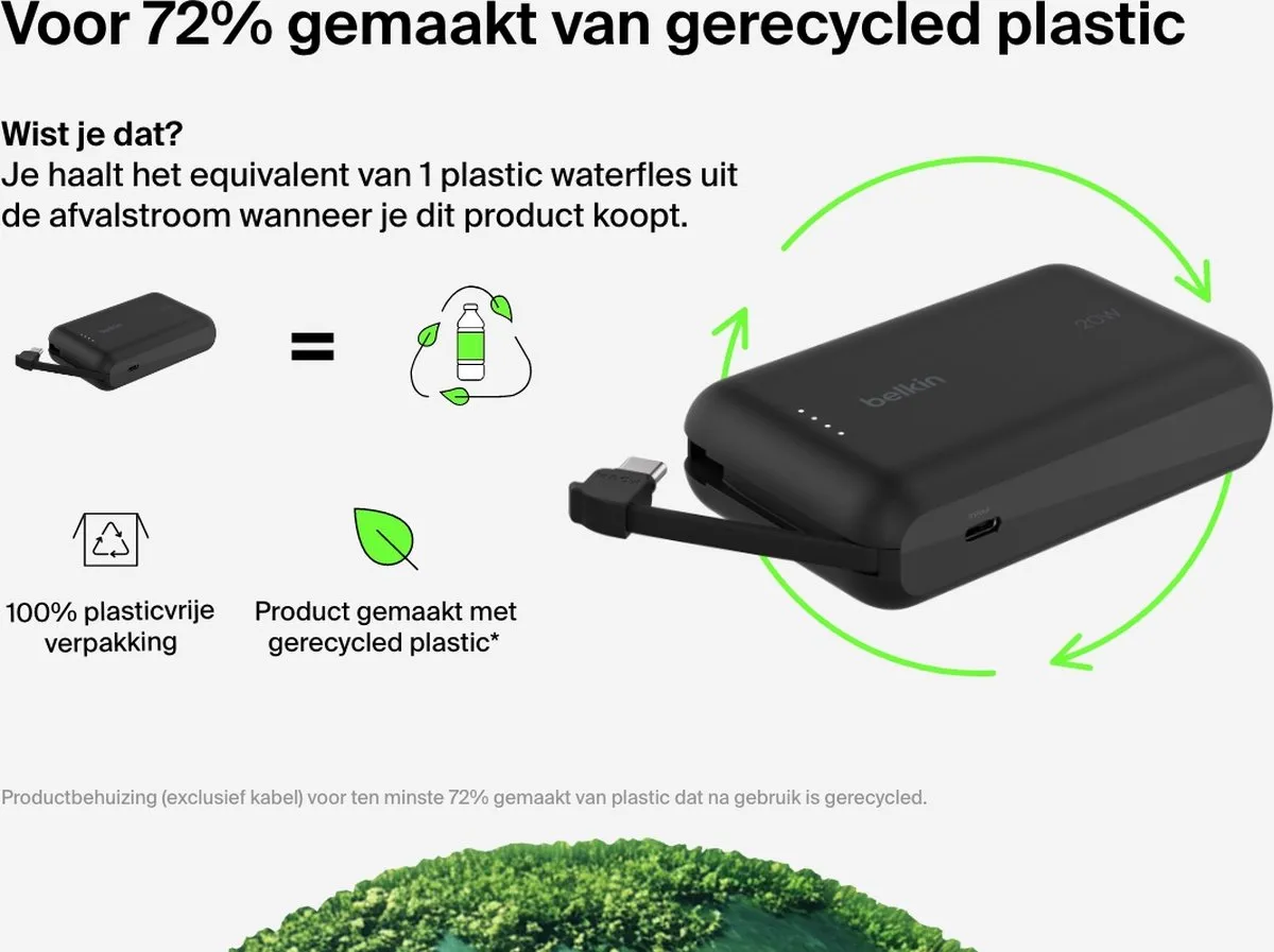 Belkin BoostCharge Powerbank 10.000mAh BPB021hqBK - 20W - Zwart