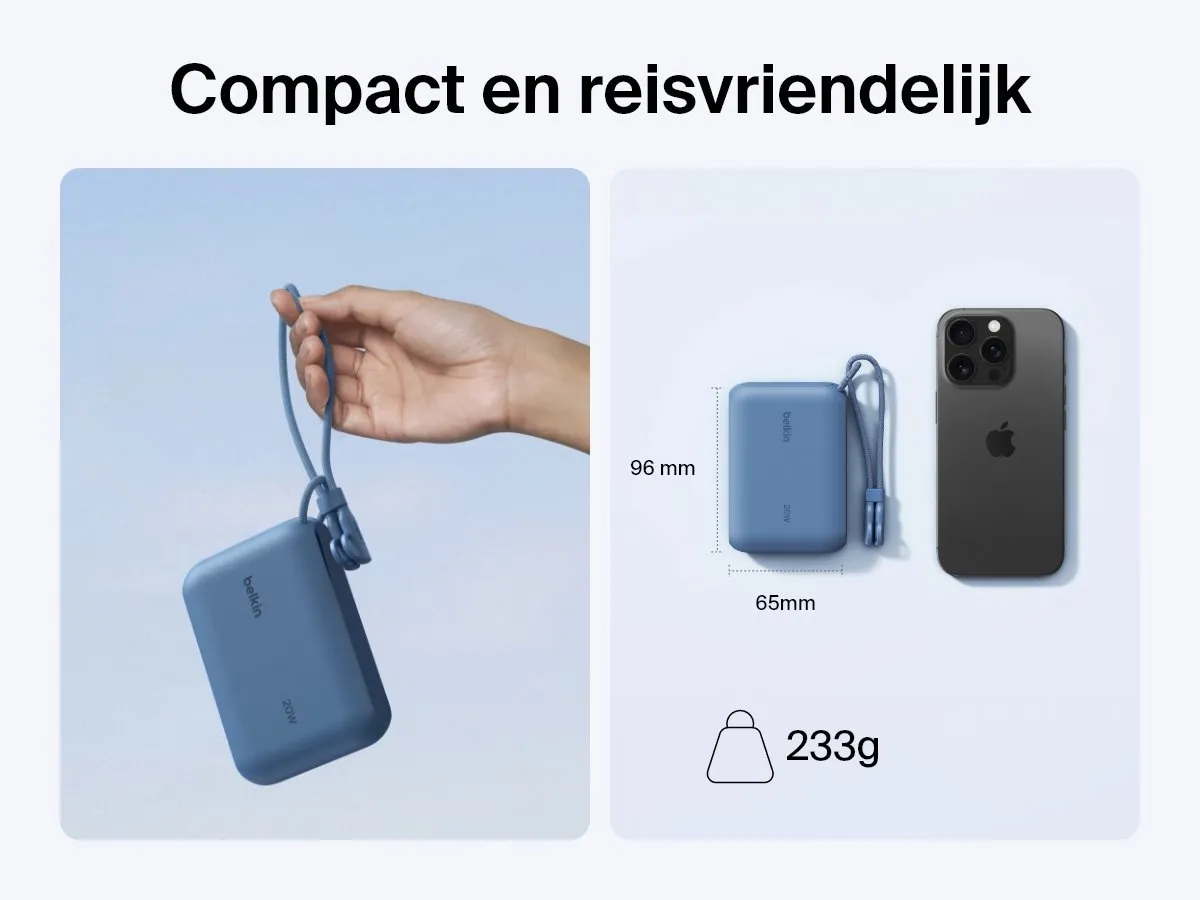 Belkin Power Bank BPB027HQBL 10.000mAh - 20W - Blauw - afbeelding 6 van 6