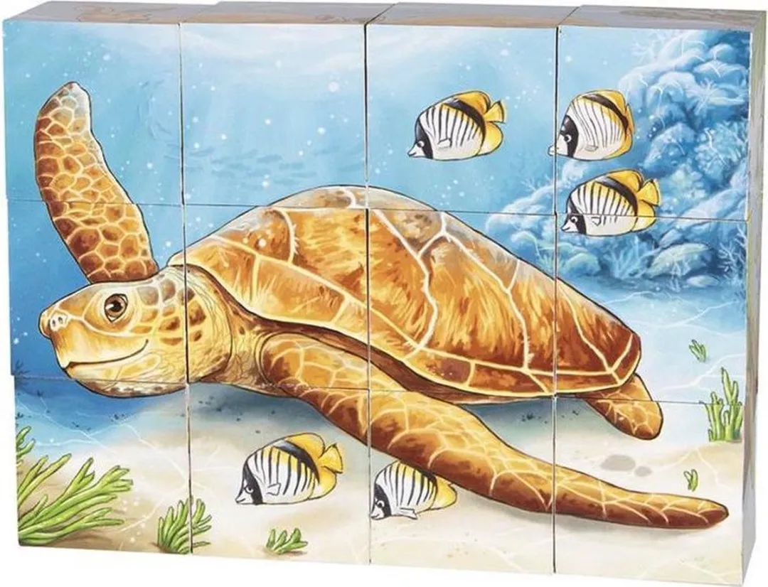 Goki Cube Puzzle Dieren Blauw