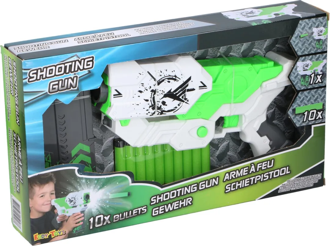 Eddy Toys Shooter Speelgoedpistool - 27,5 cm - Wit/Groen