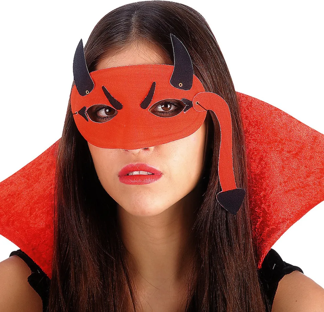 Carnival Toys Verkleedmasker Duivel - Rood/Zwart