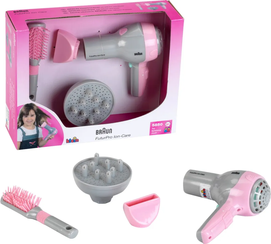Klein Toys Braun Haardroger Set - Roze/Grijs - afbeelding 6 van 6