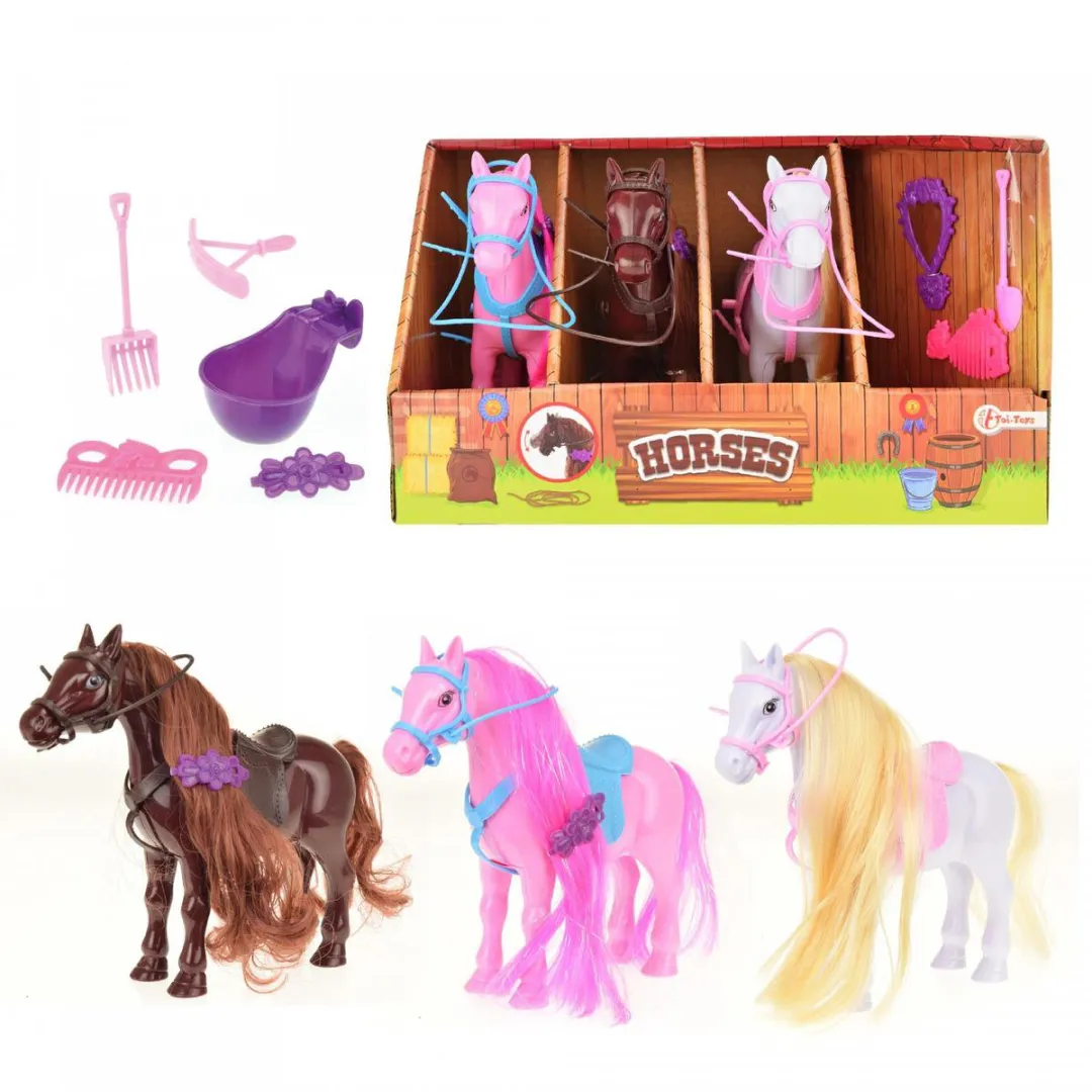 Toi-Toys Speelset Paarden met Accessoires 15cm - Multicolor