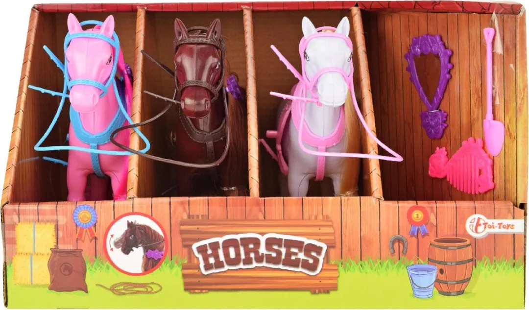 Toi-Toys Speelset Paarden met Accessoires 15cm