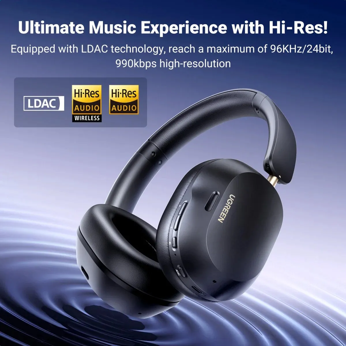 UGREEN HiTune Max 5C Over-Ear Koptelefoon - Noise Cancelling - 75u - Zwart
