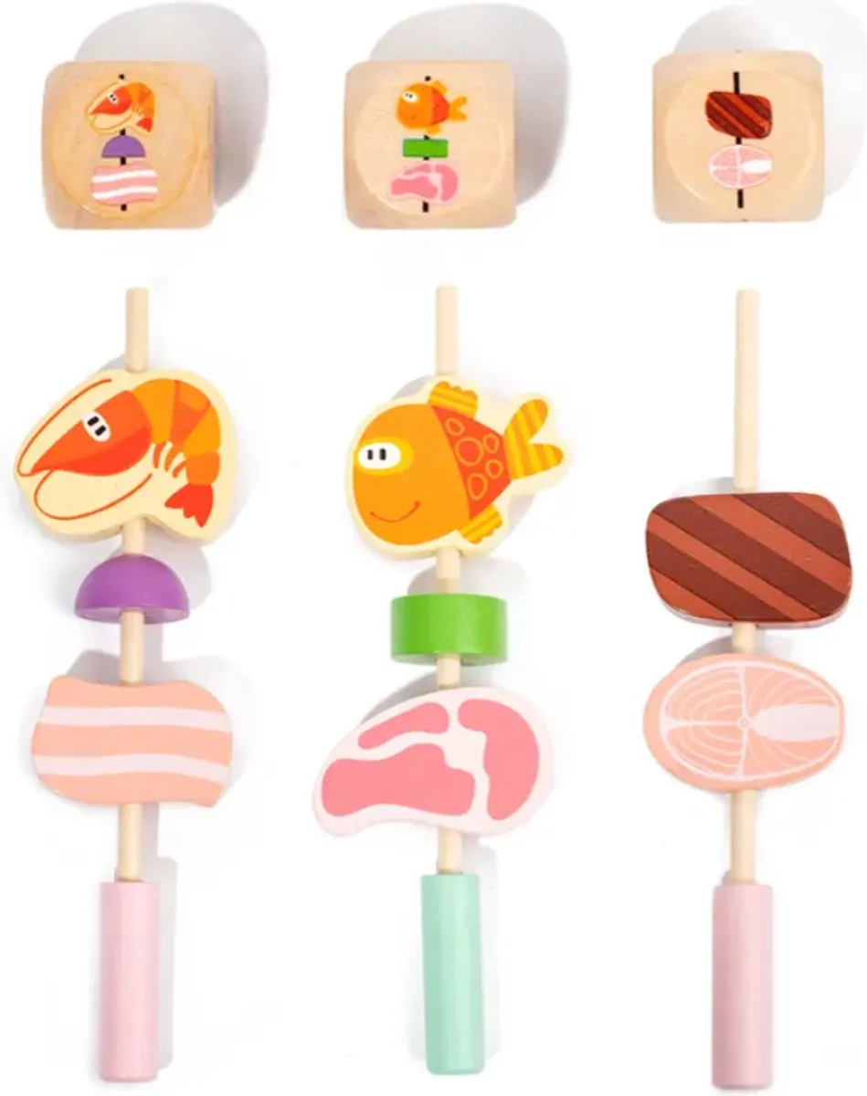 LiasToys Houten BBQ Set Roze - Montessori Speelgoed